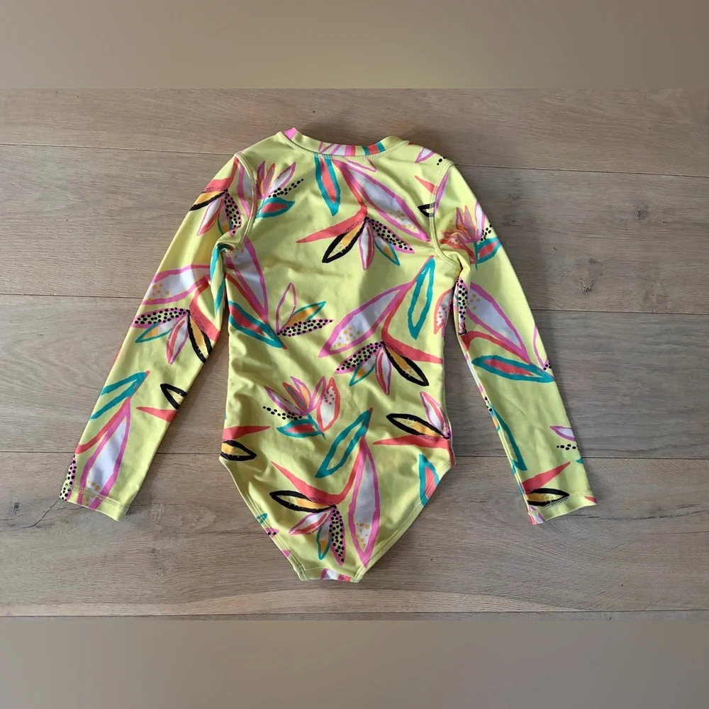 Tea Collection long sleeve zip up floral bathing suit - size 8 - Picture 4 of 4